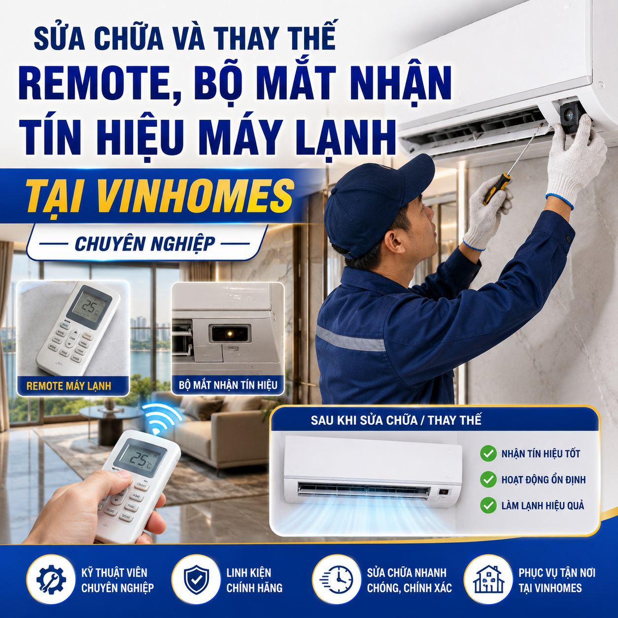 Sửa Chữa Và Thay Thế Remote, Bộ Mắt Nhận Tín Hiệu Máy Lạnh Tại Vinhomes Chuyên Nghiệp