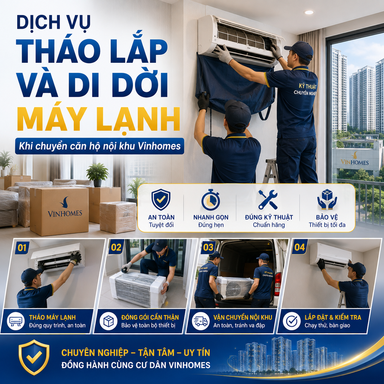 Dịch Vụ Tháo Lắp Và Di Dời Máy Lạnh Khi Chuyển Căn Hộ Nội Khu Vinhomes