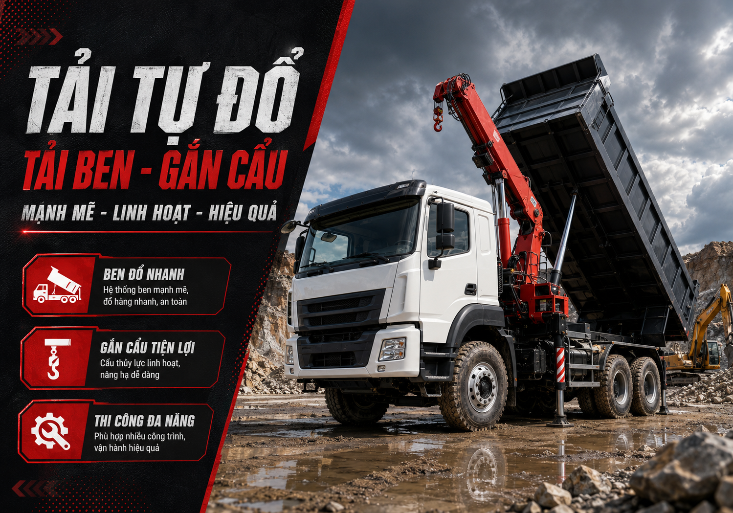 Tải Tự Đổ - Tải Ben - Gắn Cẩu