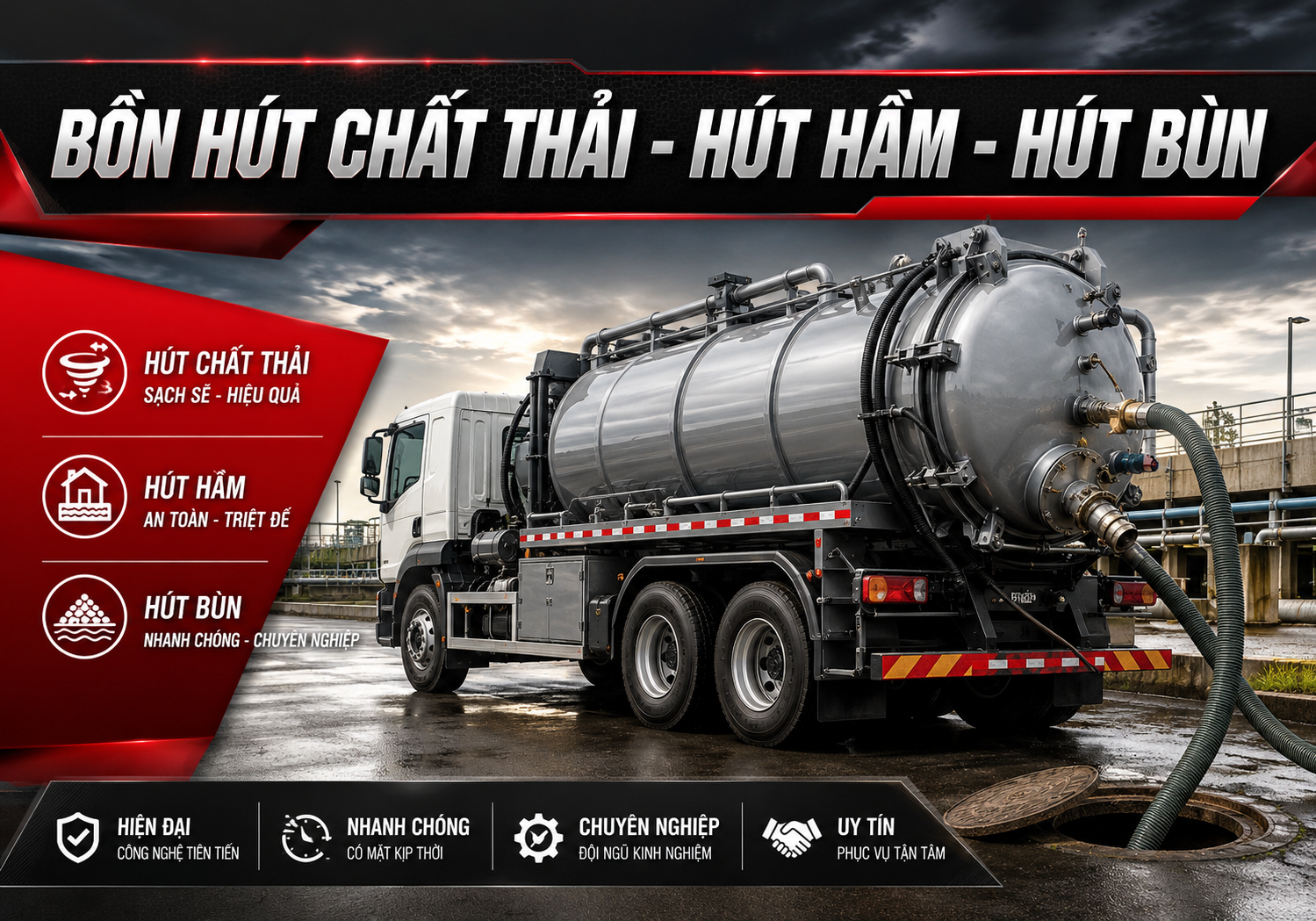 Bồn Hút Chất Thải - Hút Hầm - Hút Bùn