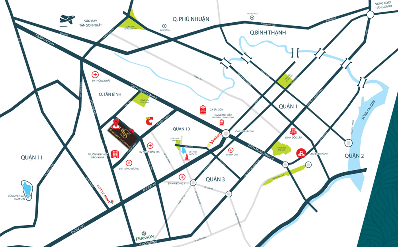 Vị trí căn hộ chung cư Sunshine Continental quận 10