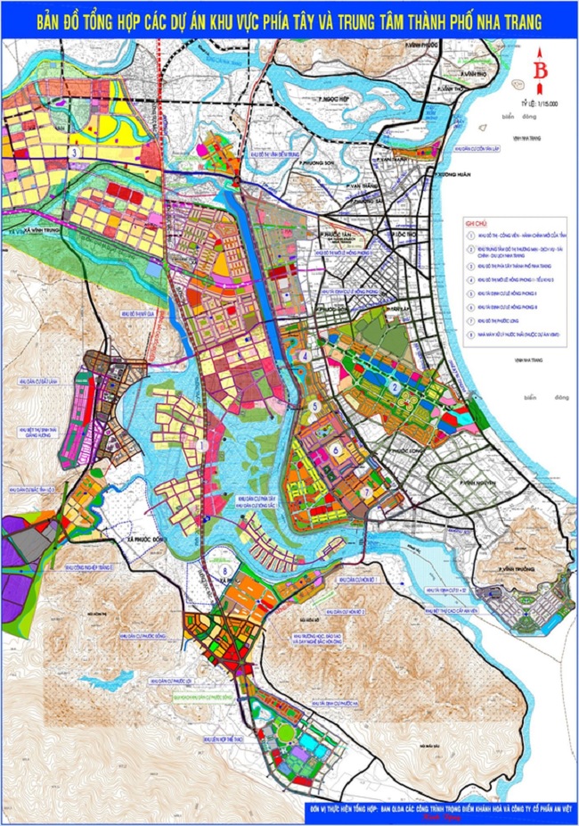 Bản đồ tổng hợp các dự án phía tây và trung tâm TP Nha Trang